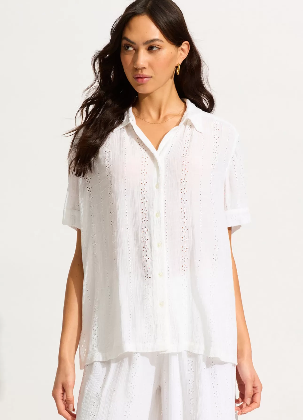 Seafolly Broderie Short Sleeve Shirt -