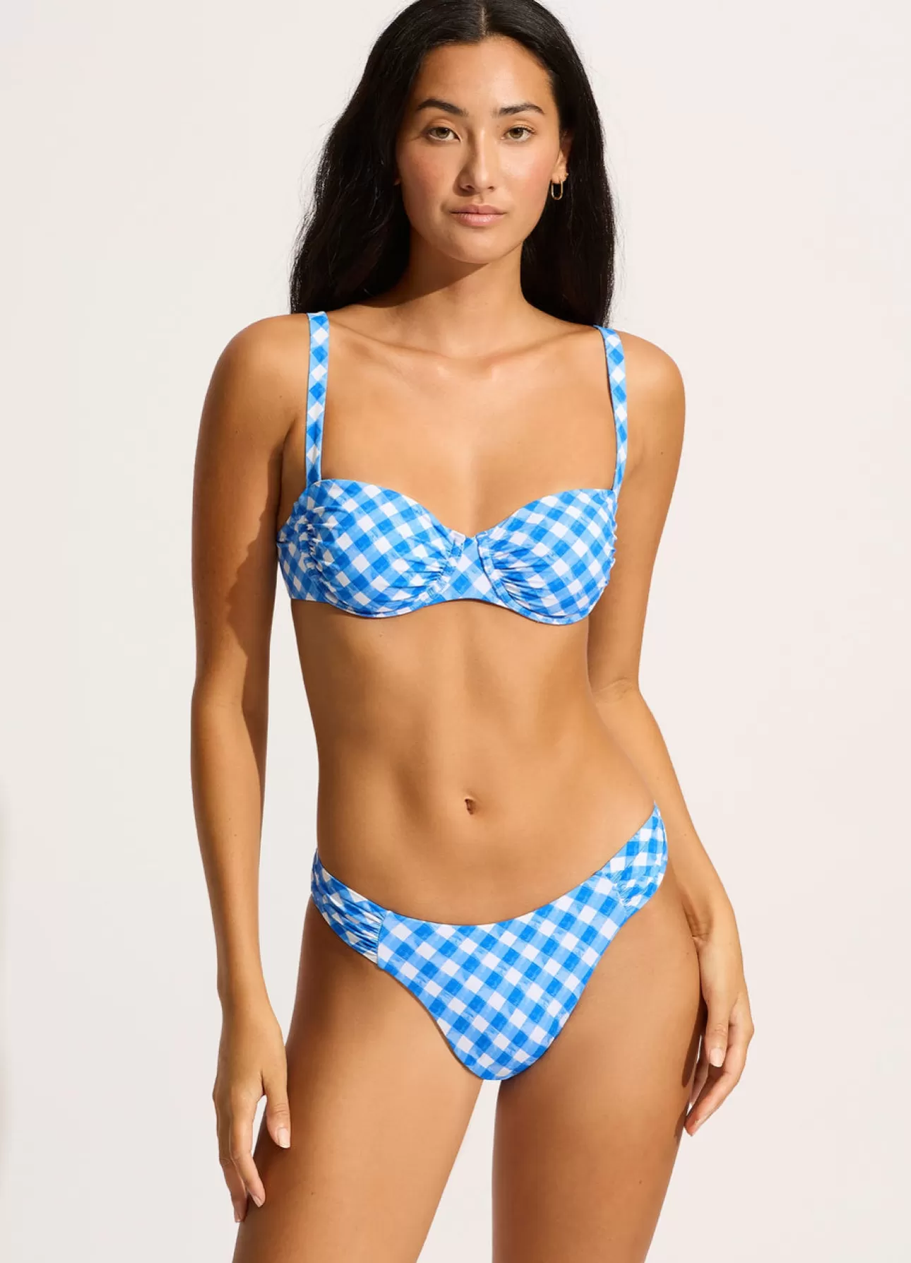 Seafolly Ciao Bella Check Ruched Underwire Bikini Top -