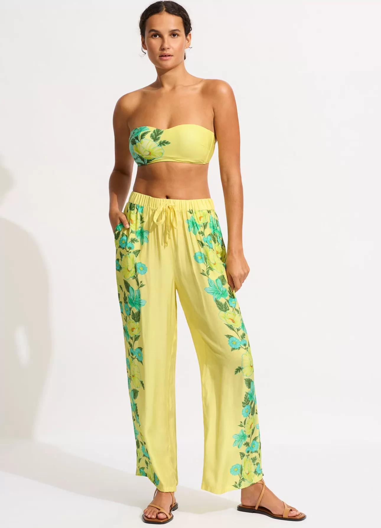 Seafolly Garden Party Wide Leg Pant - Lime Light