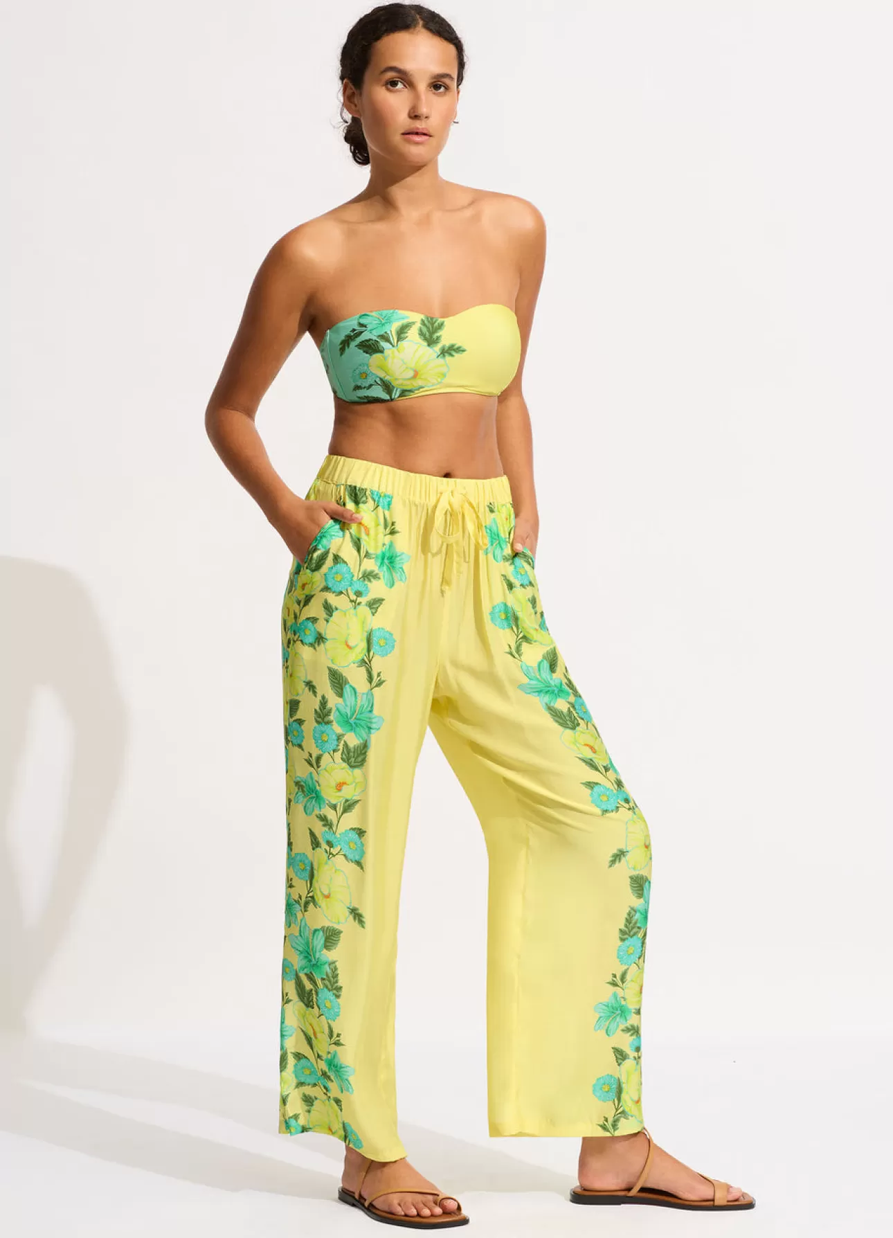 Seafolly Garden Party Wide Leg Pant - Lime Light