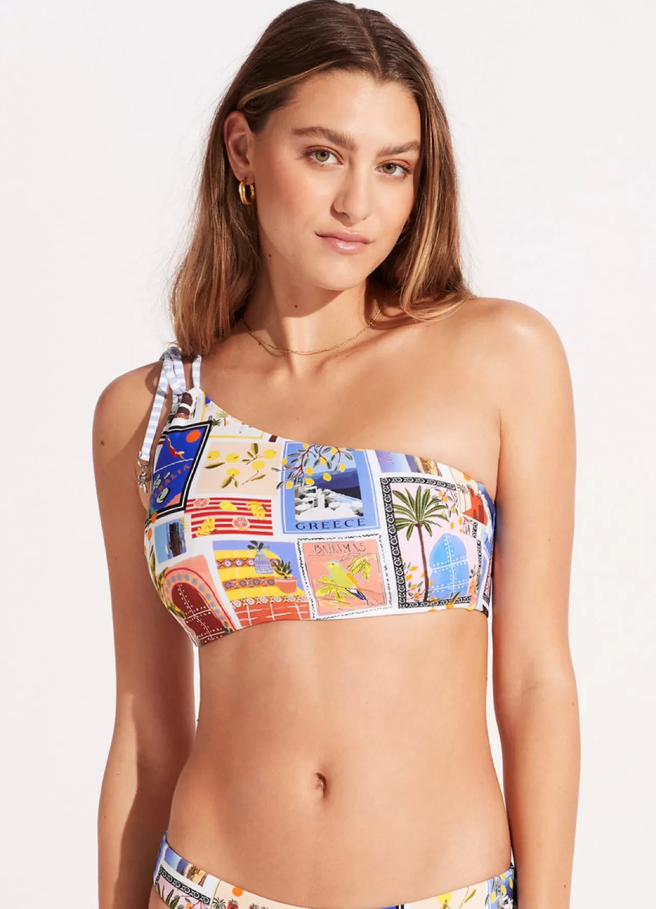 Seafolly On Vacation One Shoulder Top With Tie -