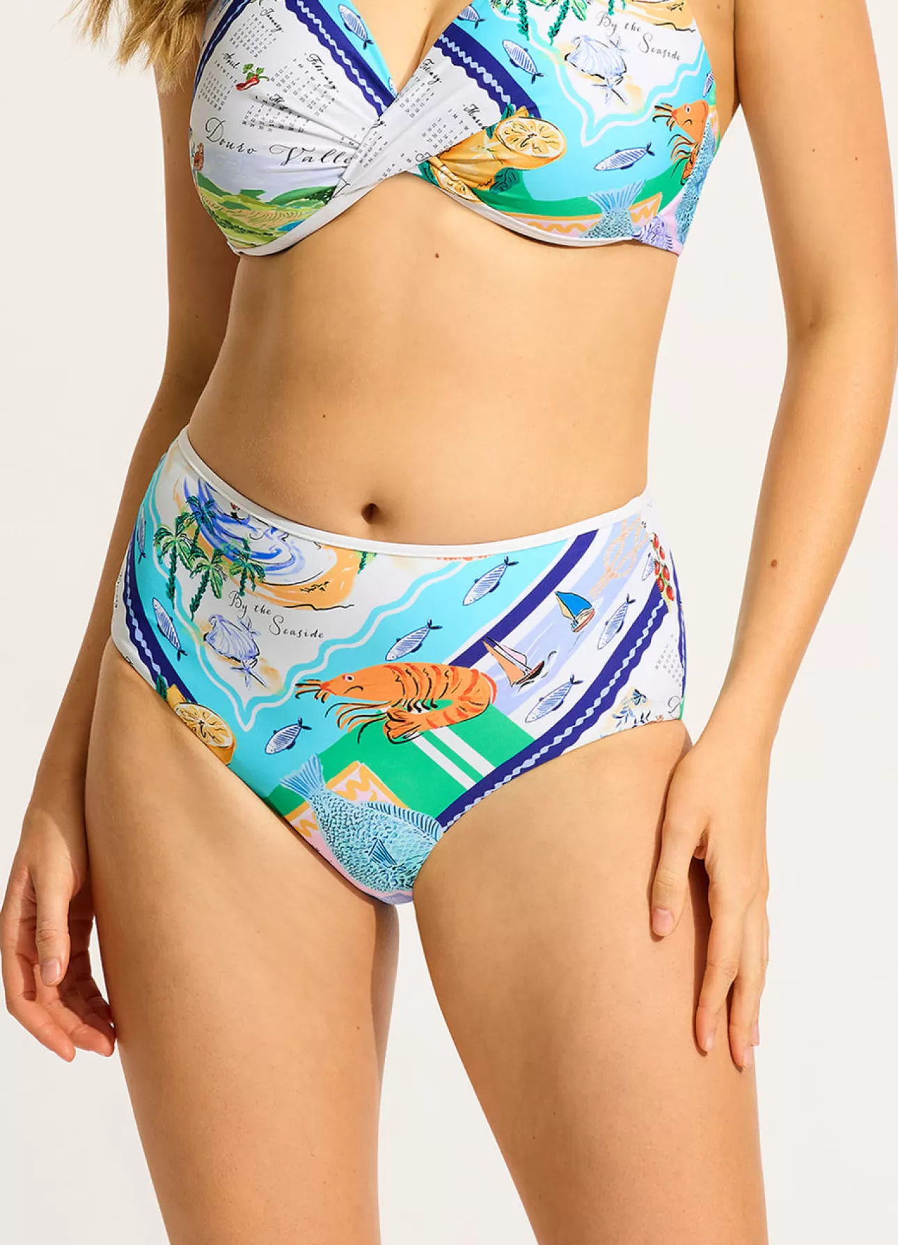 Seafolly Wish You Were Here High Waisted Bikini Bottom -
