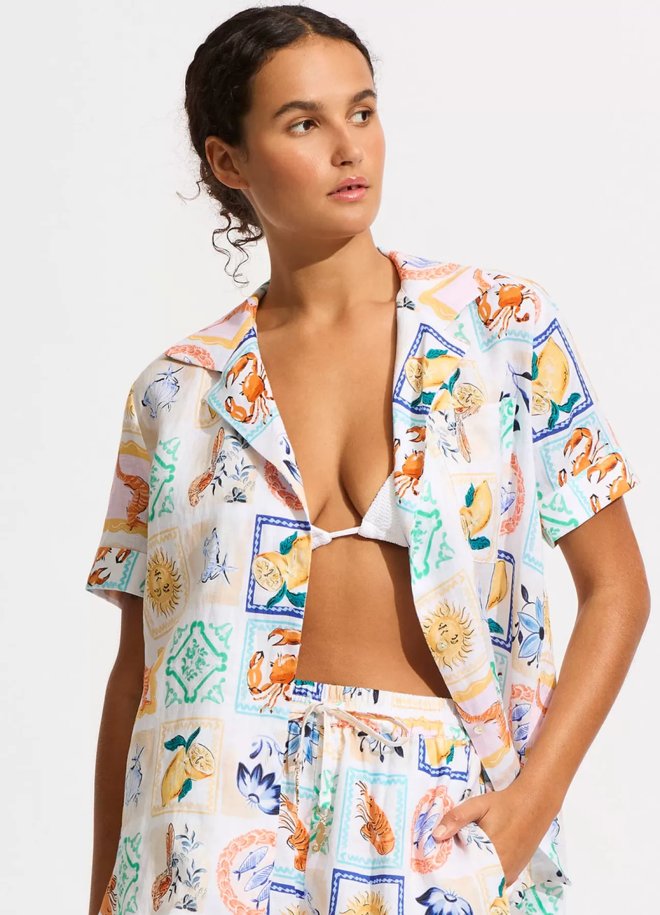 Seafolly Wish You Were Here Short Sleeve Shirt -