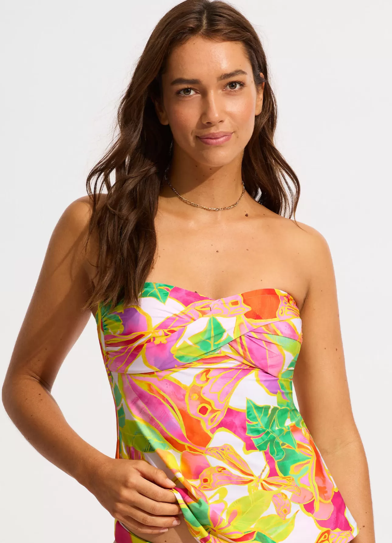 Seafolly Wonderland Front Bandeau Tankini Bikini Top -